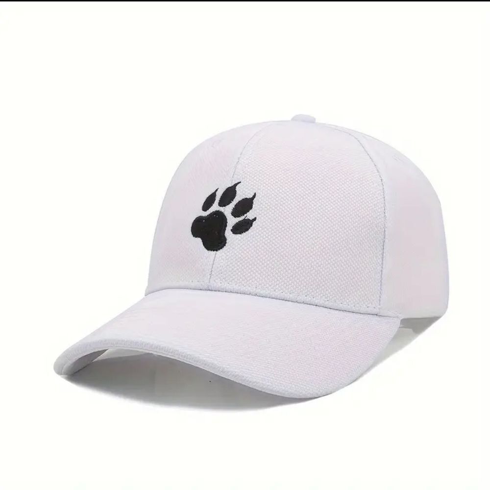 Dog Paw Embroidered Baseball Cap Unisex Casual Outdoor Hat, Simple Adjustable Si